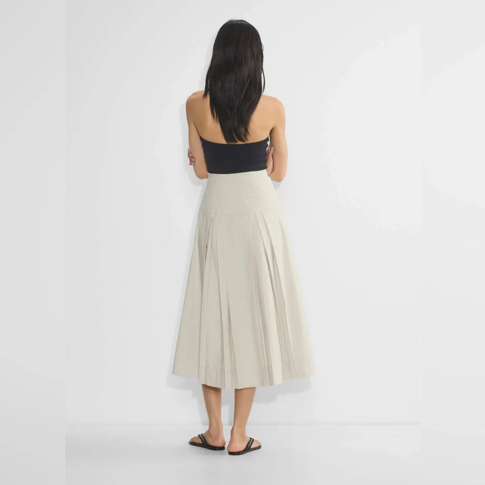 Babaton Artizia Chandelier Poplin High Rise Cotton Poplin Maxi Skirt Matte Pearl - Picture 3 of 15
